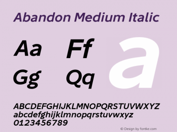 Abandon-MediumItalic Version 1.000图片样张