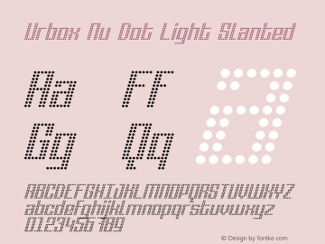 UrboxNuDot-LightSlanted Version 1.0 2009 Font Sample