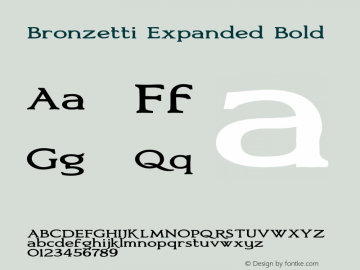 Bronzetti-ExpandedBold Version 1.000 2011 initial release Font Sample