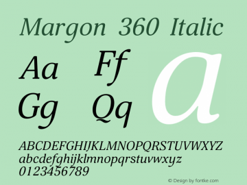 Margon360-Italic Version 1.000 Font Sample