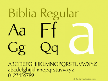 Biblia-Regular Initial Release, Version 1.000 Font Sample