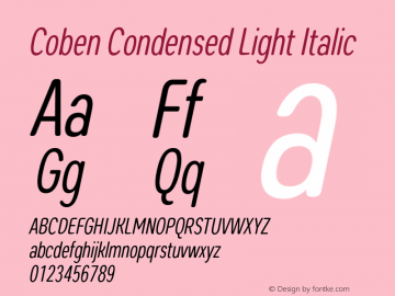 CobenCondensedLight-Italic Version 1.000图片样张