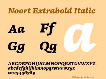 Noort-ExtraboldItalic Version 1.001;PS 1.0;hotconv 1.0.88;makeotf.lib2.5.647800图片样张