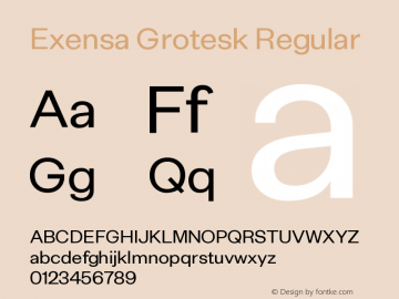 Exensa Grotesk Regular Version 1.000;PS 001.000;hotconv 1.0.88;makeotf.lib2.5.64775 Font Sample