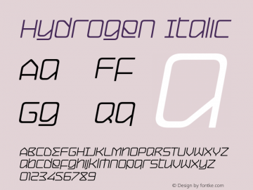 HydrogenItalic 1.0 March 2007 Font Sample