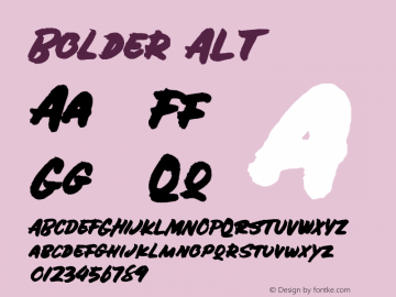 Bolder ALT Version 1.000;PS 001.000;hotconv 1.0.88;makeotf.lib2.5.64775 Font Sample