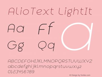 Alio Text Light Italic Version 1.002图片样张