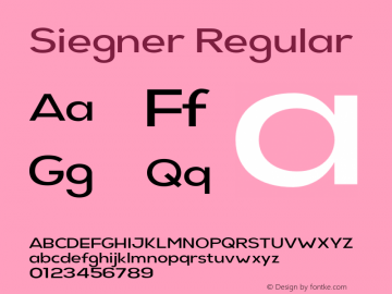 Siegner Regular Version 1.000;PS 001.000;hotconv 1.0.88;makeotf.lib2.5.64775 Font Sample
