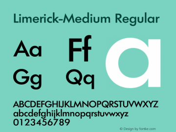 Limerick-Medium Regular 001.001 Font Sample