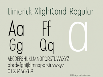 Limerick-XlightCond Regular B & P Graphics Ltd.:26.6.1993 Font Sample