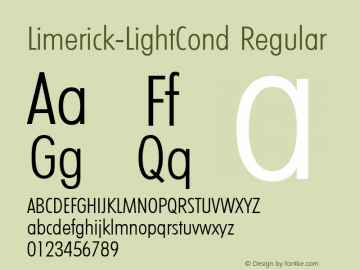 Limerick-LightCond Regular B & P Graphics Ltd.:26.6.1993 Font Sample