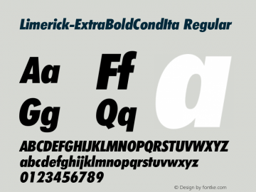 Limerick-ExtraBoldCondIta Regular 001.001 Font Sample