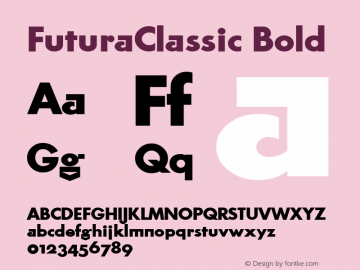 FuturaClassicBold v 1.000 Font Sample