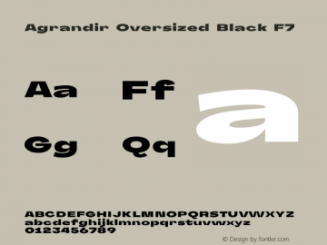 Agrandir Oversized Black F7 Version 1.000 Font Sample