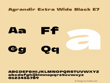 Agrandir Extra Wide Black E7 Version 1.000 Font Sample