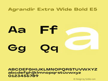 Agrandir Extra Wide Bold E5 Version 1.000 Font Sample