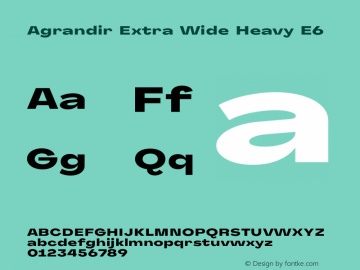 Agrandir Extra Wide Heavy E6 Version 1.000 Font Sample