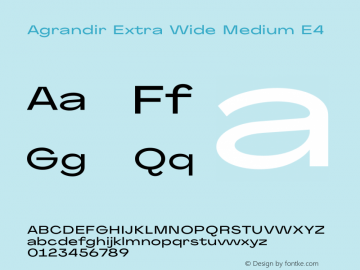 Agrandir Extra Wide Medium E4 Version 1.000 Font Sample