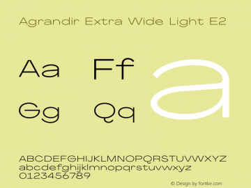 Agrandir Extra Wide Light E2 Version 1.000 Font Sample