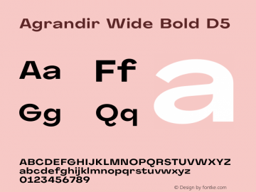 Agrandir Wide Bold D5 Version 1.000 Font Sample