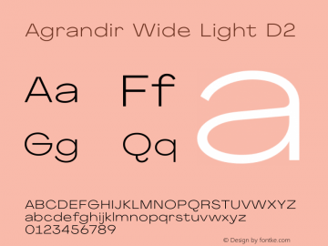 Agrandir Wide Light D2 Version 1.000 Font Sample