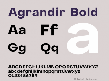 Agrandir Bold C5 Version 1.000 Font Sample