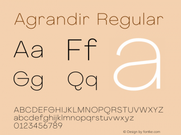 Agrandir Thin C1 Version 1.000 Font Sample