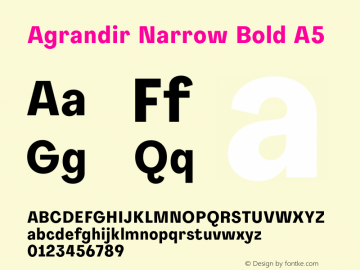 Agrandir Narrow Bold A5 Version 1.000 Font Sample