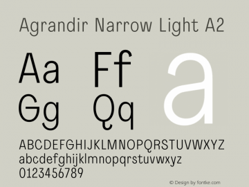 Agrandir Narrow Light A2 Version 1.000 Font Sample
