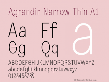 Agrandir Narrow Thin A1 Version 1.000 Font Sample