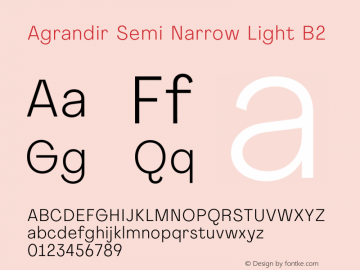 Agrandir Semi Narrow Light B2 Version 1.000 Font Sample