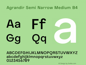 Agrandir Semi Narrow Medium B4 Version 1.000 Font Sample