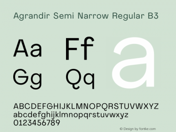Agrandir Semi Narrow Regular B3 Version 1.000 Font Sample