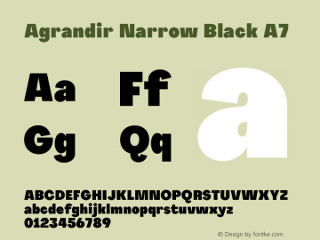 Agrandir Narrow Black A7 Version 1.000 Font Sample