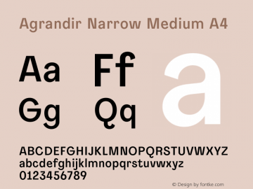 Agrandir Narrow Medium A4 Version 1.000 Font Sample