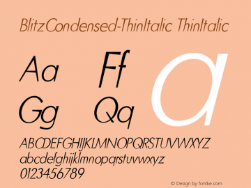 BlitzCondensed-ThinItalic Version 1.000图片样张