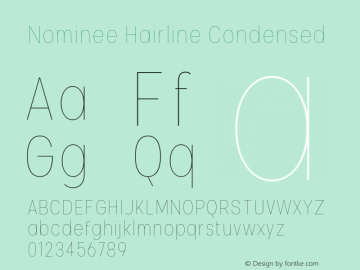 Nominee-HairlineCondensed Version 1.000;PS 001.000;hotconv 1.0.88;makeotf.lib2.5.64775 Font Sample