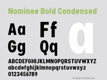 Nominee Bold Condensed Version 1.000;PS 001.000;hotconv 1.0.88;makeotf.lib2.5.64775图片样张
