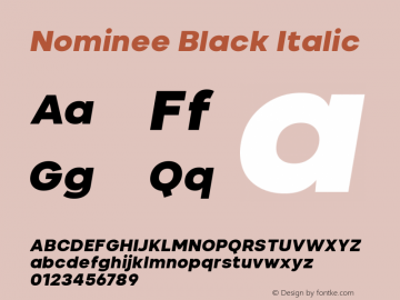 Nominee Black Italic Version 1.000;PS 001.000;hotconv 1.0.88;makeotf.lib2.5.64775图片样张