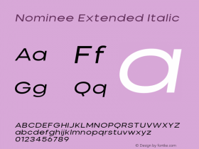 Nominee Extended Italic Version 1.000;PS 001.000;hotconv 1.0.88;makeotf.lib2.5.64775 Font Sample