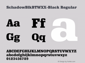 SchadowBlkBTWXX-Black Version 1.10;August 11, 2018;FontCreator 11.5.0.2427 64-bit图片样张