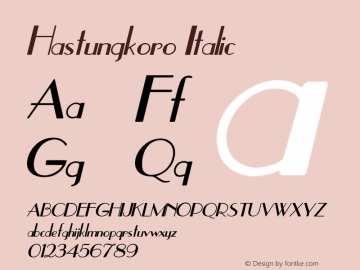 Hastungkoro-Italic Version 1.000 Font Sample