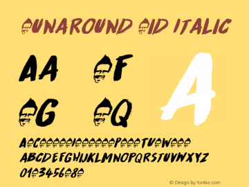 Runaround Kid Italic Version 1.001;August 17, 2018;FontCreator 11.5.0.2427 64-bit图片样张