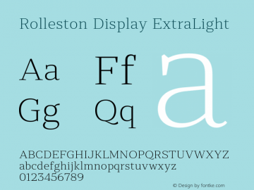 RollestonDisplay-ExtraLight Version 1.000 Font Sample