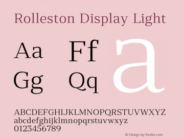 RollestonDisplay-Light Version 1.000 Font Sample