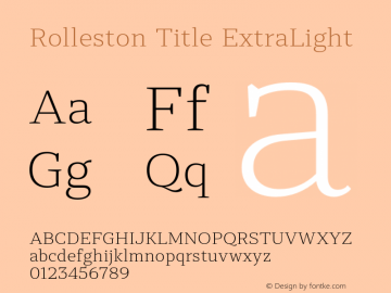 RollestonTitle-ExtraLight Version 1.000 Font Sample