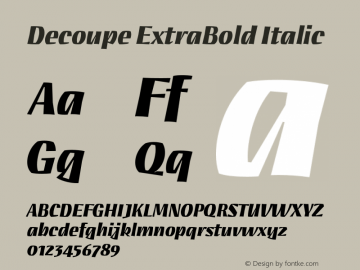 Decoupe-ExtraBoldItalic Version 1.000 Font Sample