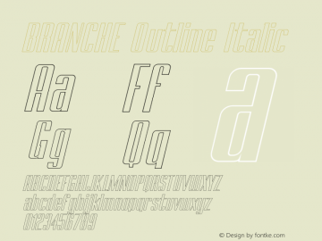 BRANCHE Outline Italic Version 1.000 Font Sample