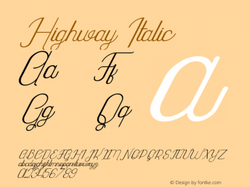 Highway-Italic Version 1.002;Fontself Maker 3.0.0-3图片样张