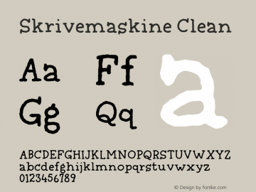 Skrivemaskine Clean Version 1.00;September 4, 2018;FontCreator 11.5.0.2427 64-bit图片样张